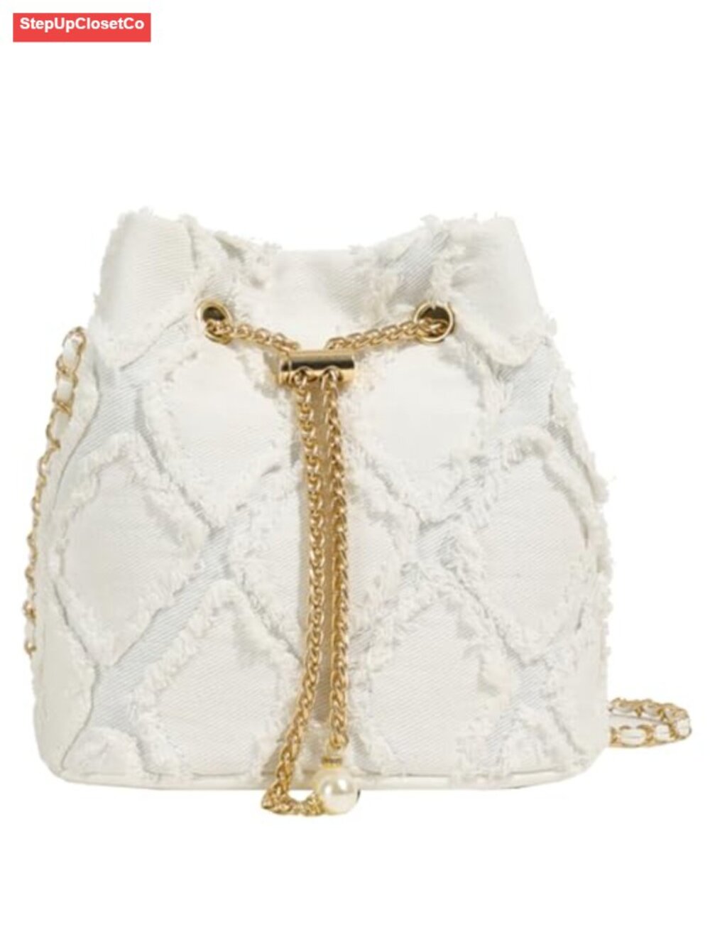 Denim Bucket Bag Quilted Drawstring Crossbody Hobo Handbag